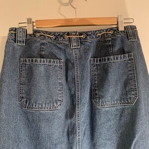 Denim Midi Skirt with Drawstring